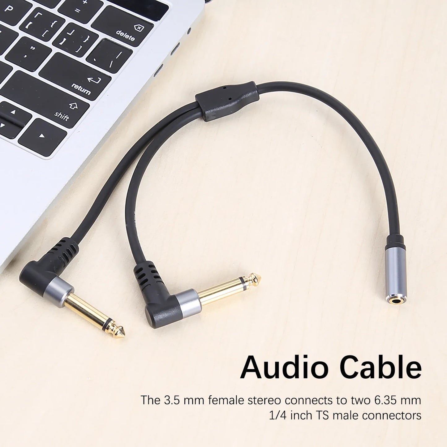 3.5mm to Dual 6.35mm Audio Splitter Cable - TRS Y Adapter for Amplifiers, Speakers & Mixers