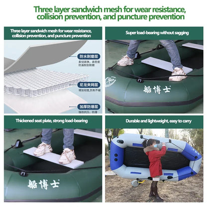 1.75–3.6m Inflatable PVC Fishing Kayak Boat – Air Deck Raft Rubber Dinghy with Clip Net, Portable Fishing Watercraft