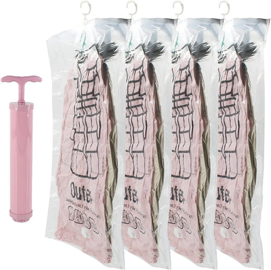 Hanging Vacuum Storage Bag: Sealable Clothing Bags for Suits, Dresses, Coats, Jackets - Closet Organizer Solution