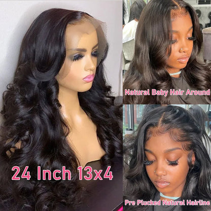 32 Inch Body Wave 360 Lace Front Wig - Pre-Plucked Brazilian Human Hair Wig for Women - 13x4 or 13x6 Lace, Glueless Design