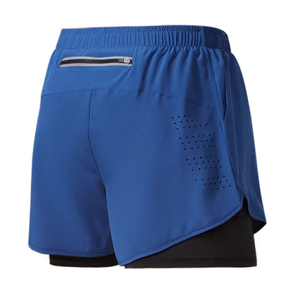 Men’s Quick-Dry Running Shorts — Black Double Layer Sport Workout Training Bodybuilding Shorts