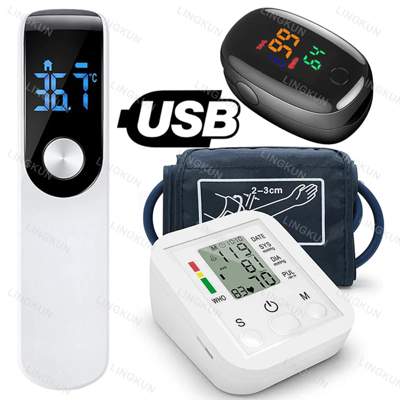 Automatic Tonometer Arm Blood Pressure Monitor – Digital BP Equipment with LED Display and Pressure Sensor Cuff