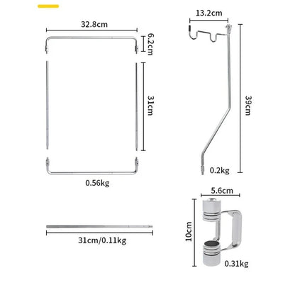 Portable Stainless Steel Light Pole Bracket — Outdoor IGT Table Supply and Desktop Mount Camping Table Accessory