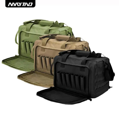 Gun Range Storage Bag Molle Tactical Case – Outdoor Hunting & Shooting Accessory, Pistol Tool Shoulder Pack, Nylon Sniper Bag (Black)