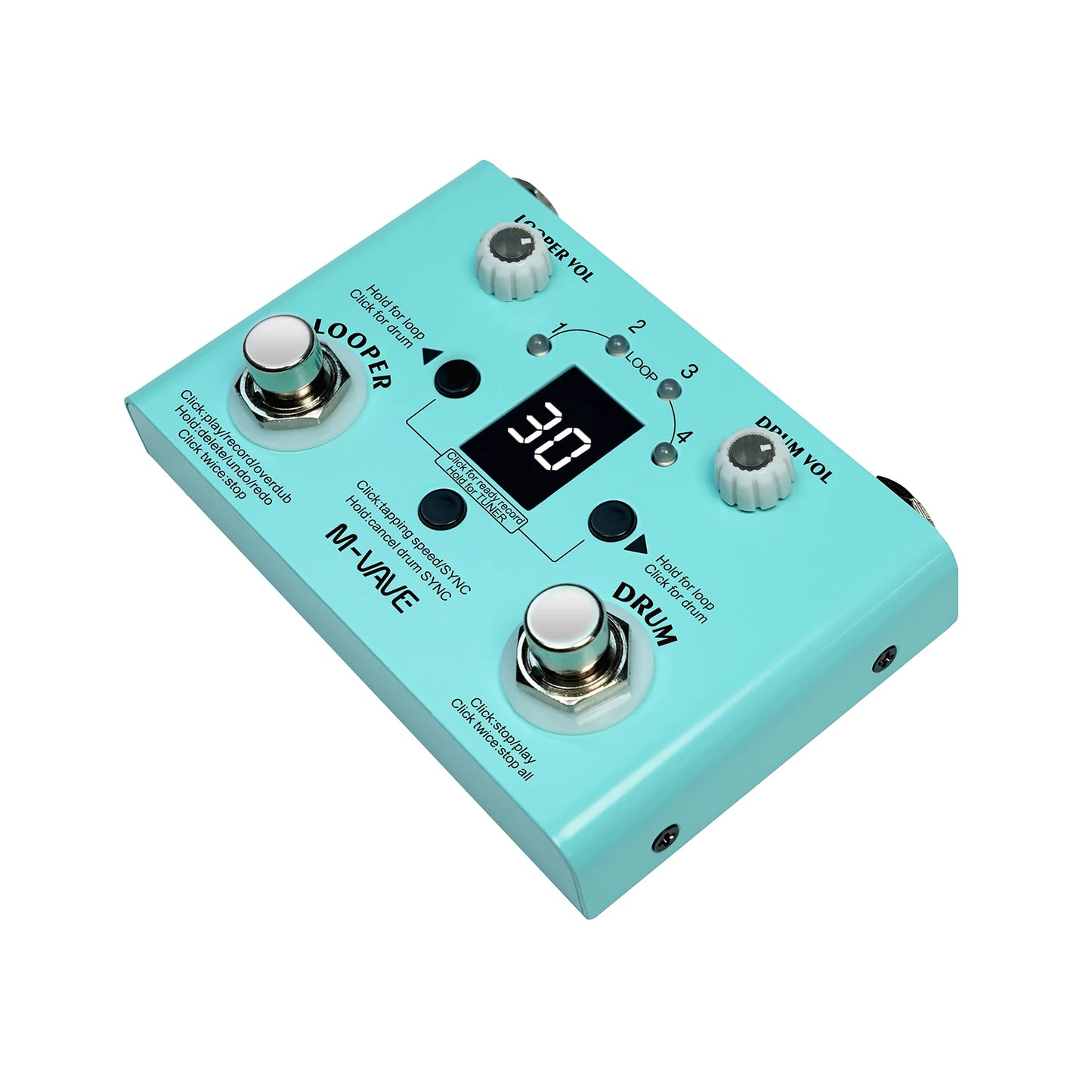 M-VAVE LOST TEMPO Effect Pedal – 2 in 1 Drum & Looper Mini Pedal with Double Footswitch, Drum Machine Pedal
