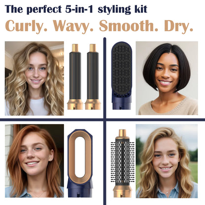 2024 New 5 in 1 Hair Dryer Hot Comb Set – Professional Curling Iron & Hair Straightener Styling Tool for Dyson Airwrap