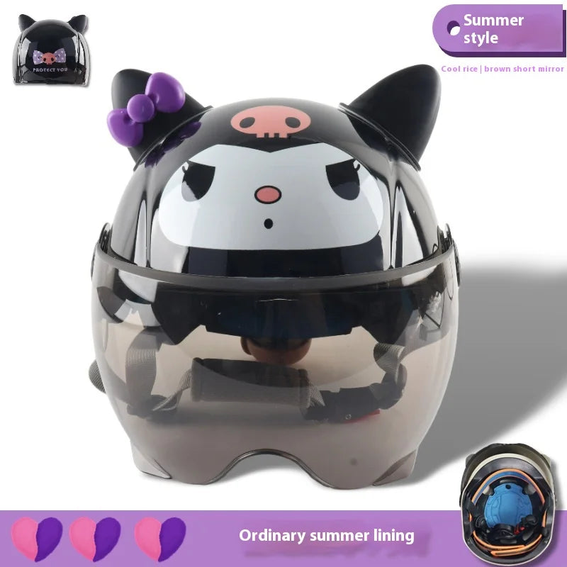 Cartoon Electric Car Helmet for Kids – Cute Half Helmet, Creative Safety Protective Gear for Children & Students