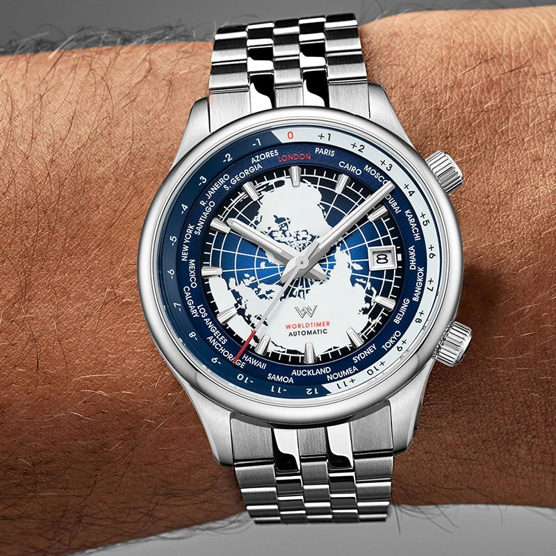 WM Welly Merck Automatic Mechanical Men’s Watch — High-Quality Sapphire, World Time, WM057 Luxury Timepiece