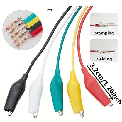 10PCS Alligator Clips Set - Electrical DIY Test Leads, Double-Ended Crocodile Clips & 46CM Jumper Wire
