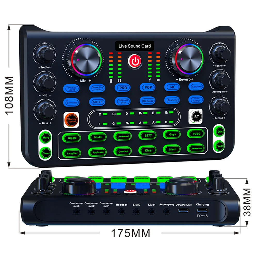 HD X60 Professional Sound Card – English Version Audio Mixer for Karaoke, KTV, Singing, and Live Broadcast