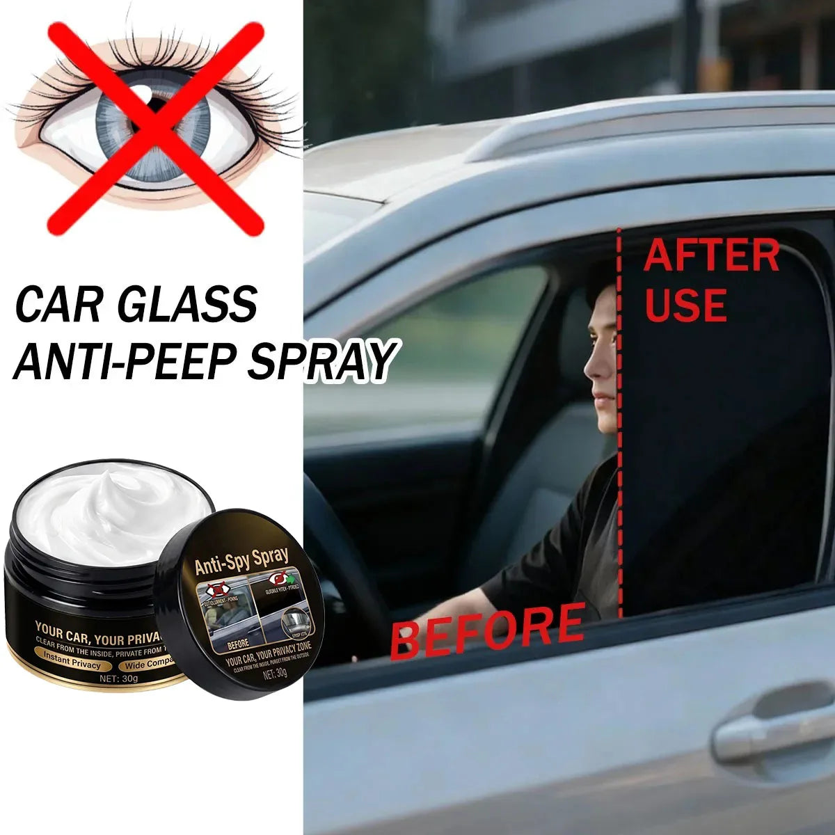 Glass Reflective Privacy Protection Paste - Anti-Peeping Window Film Cleaner for Car and Home Security