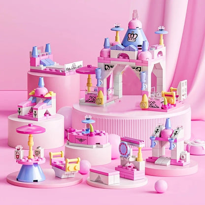 6-in-1 Girls Castle Building Block Kit — Deformable, Creative Structures, Compatible Construction Toy