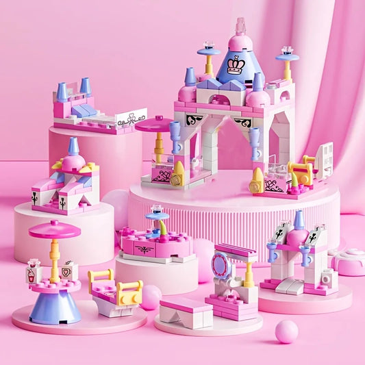 6-in-1 Girls Castle Building Block Kit — Deformable, Creative Structures, Compatible Construction Toy