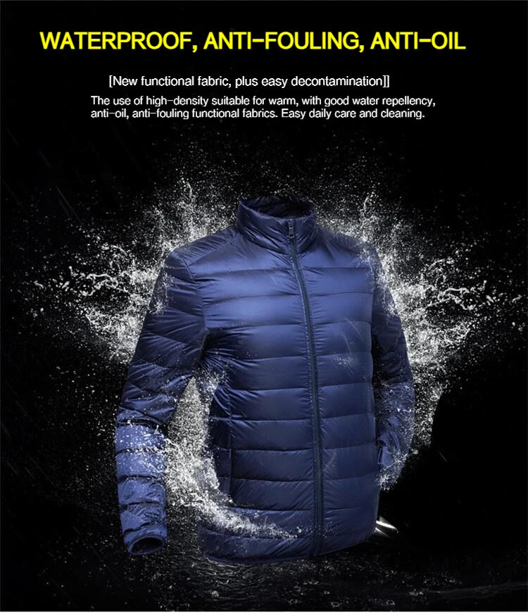 UETEEY Men’s Ultra-Light White Duck Down Jacket – Waterproof Casual Outdoor Padded Coat, Autumn Winter Lightweight