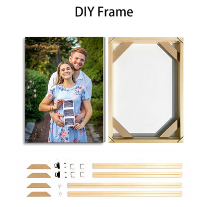 Custom Photo Canvas Poster with DIY Wood Frame Personalized Family, Couple & Pet Gift