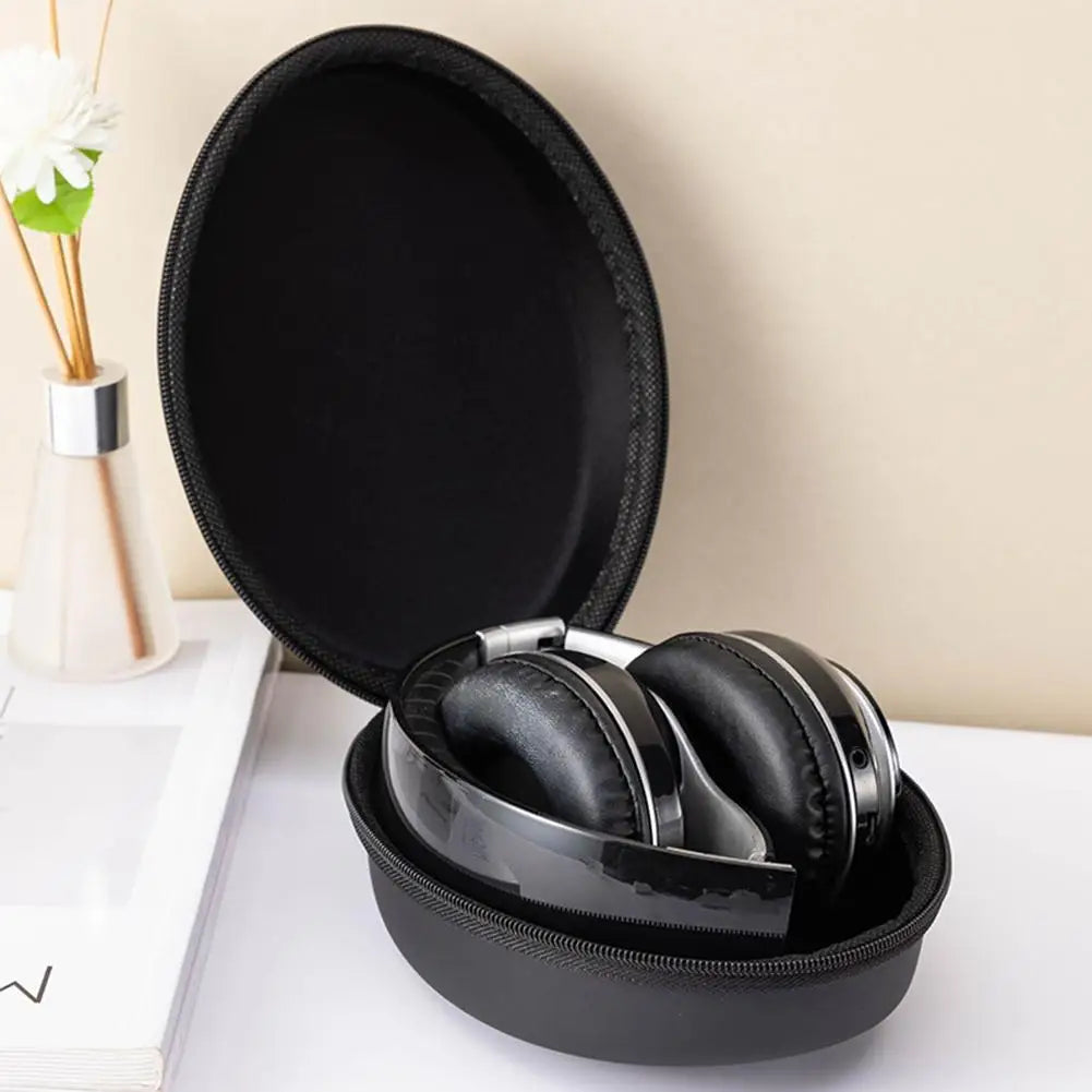 Shockproof Black Headphone Carrying Case – Portable Travel Pouch for Earphones & Headsets