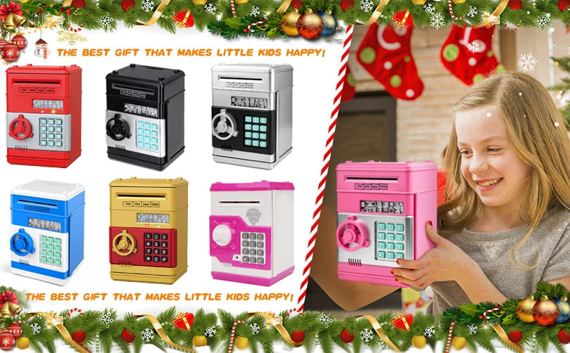 Kids Electronic Password Piggy Bank – Mini Safe Money Box with Code Lock & Auto Cash Slot