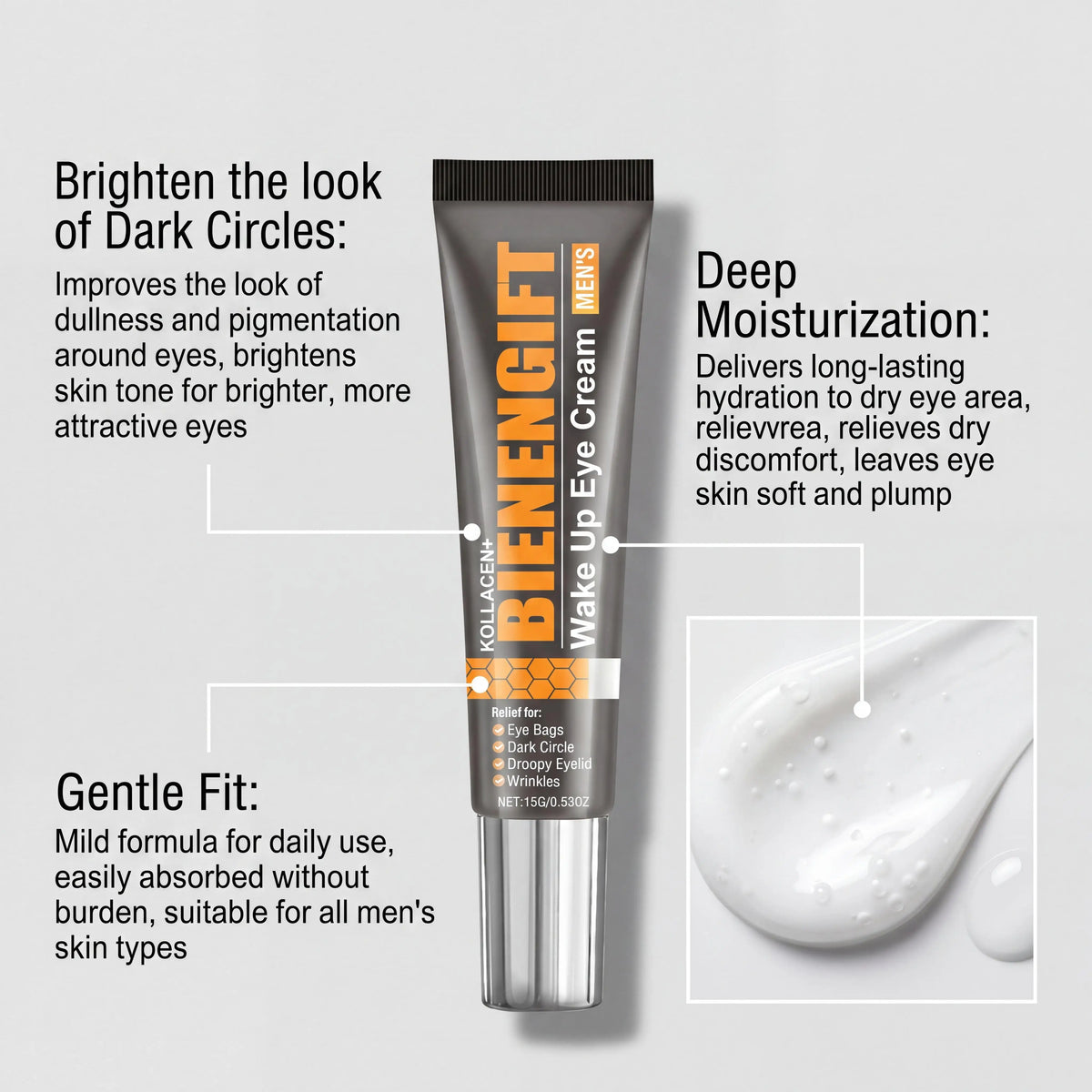 Bee Venom Eye Cream – Deep Hydrating & Firming Eye Contour Moisturizer for Under-Eye Bags and Dark Circles