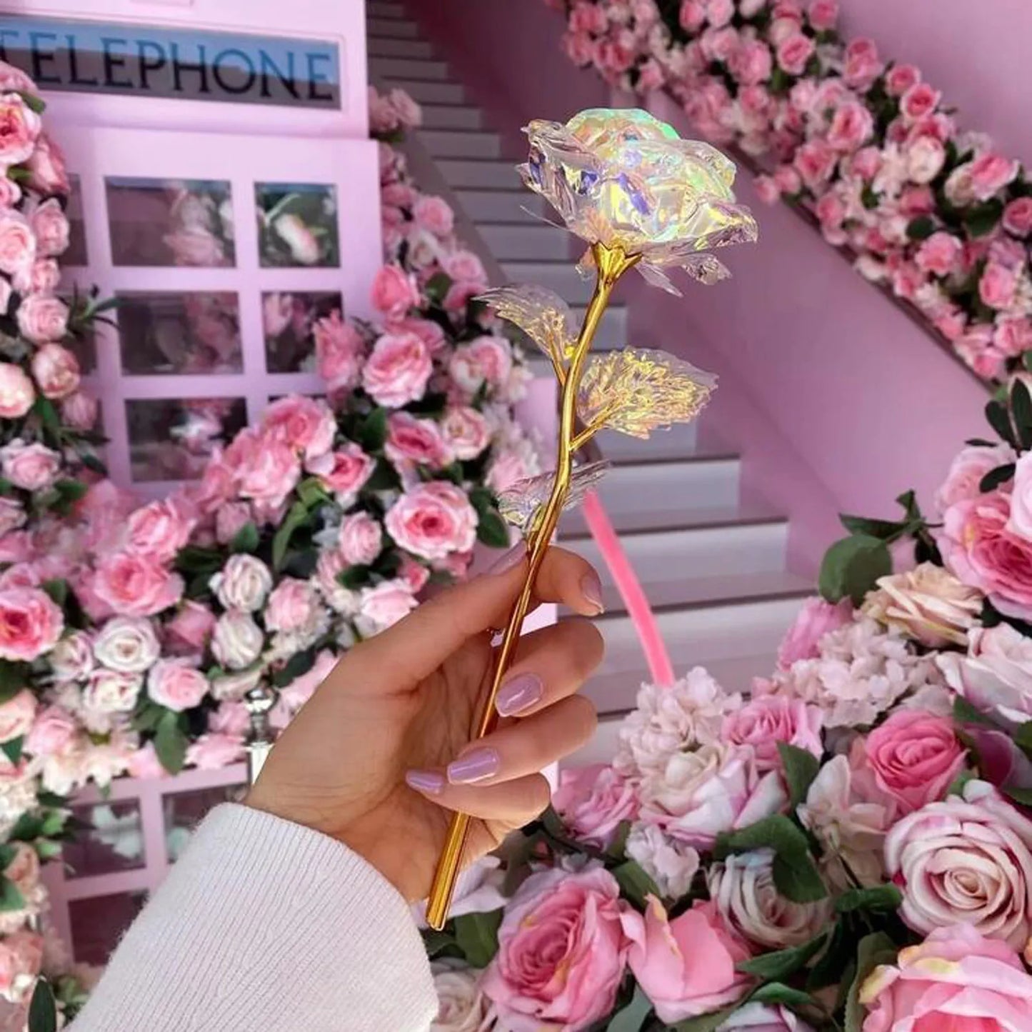 Valentine's Day 24K Foil Plated Rose – Gold Rose Lasts Forever, Creative Wedding & Love Decor, 5-50PCS Gift Set