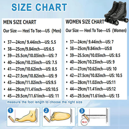 PU Leather Roller Skates – Inline & Quad Skating Shoes, Flashing 4-Wheel Sneakers, Europe Size, Training & Fun