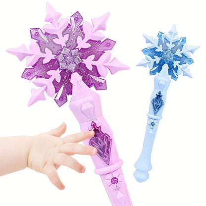 Princess Snow Wand Toy - Snowflake Light & Sound Wand for Kids, Glowing Fairy Cosplay Toy for Girls, Christmas & Halloween