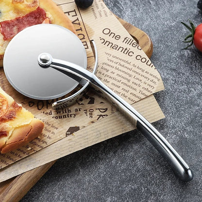 Stainless Steel Pizza Cutter with Zinc Alloy Handle – Single Wheel Cake, Bread, and Pie Slicer for Kitchen Baking
