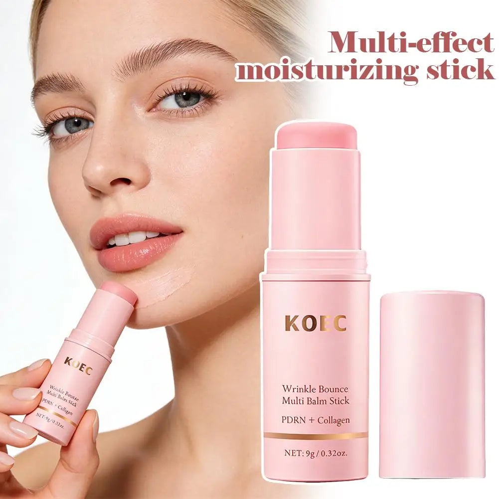 PDRN Collagen Wrinkle Bounce Multi Balm Stick - Moisturizing Facial Balm for Hydrated, Smoother-Looking Skin