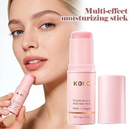 PDRN Collagen Wrinkle Bounce Multi Balm Stick - Moisturizing Facial Balm for Hydrated, Smoother-Looking Skin