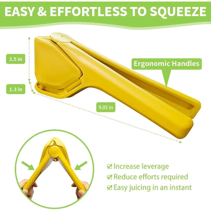 Effortless Max Juice Extraction Lemon Lime Squeezer: Easy-to-Use Flat Design with Leverage and Built-in Strainer - Yellow