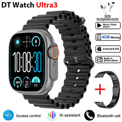 2025 DT Ultra 3 Pro Smartwatch – NFC, Bluetooth Call, Music & Video, Waterproof for Android & iOS, 32GB