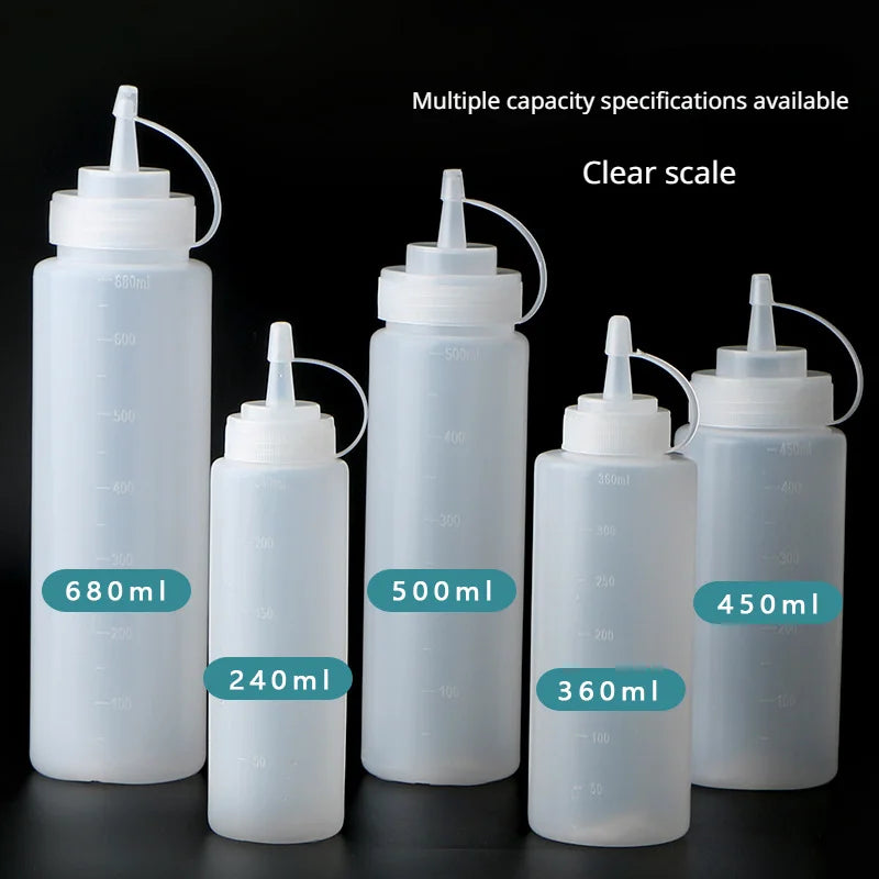 Large Squeeze Condiment Bottles with Nozzles – Ketchup, BBQ Sauce, Olive Oil Dispenser Bottles for Kitchen Use