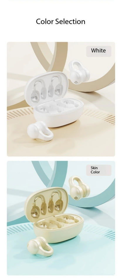 Wireless Bluetooth Earphones with Mirror Display – Soft Silicone Ear Clip, Noise Reduction, HD Sound, Lossless Audio for Sports
