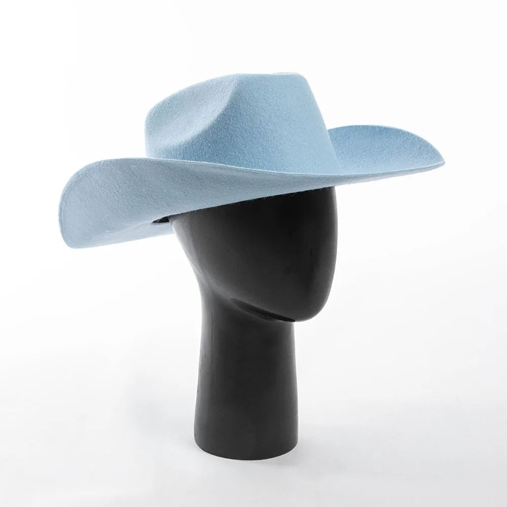 100% Wool Western Cowboy Hat – Casual Felt Cowgirl Hat for Men & Women, Autumn & Winter Outdoor Sunshade Fedoras Top Hat