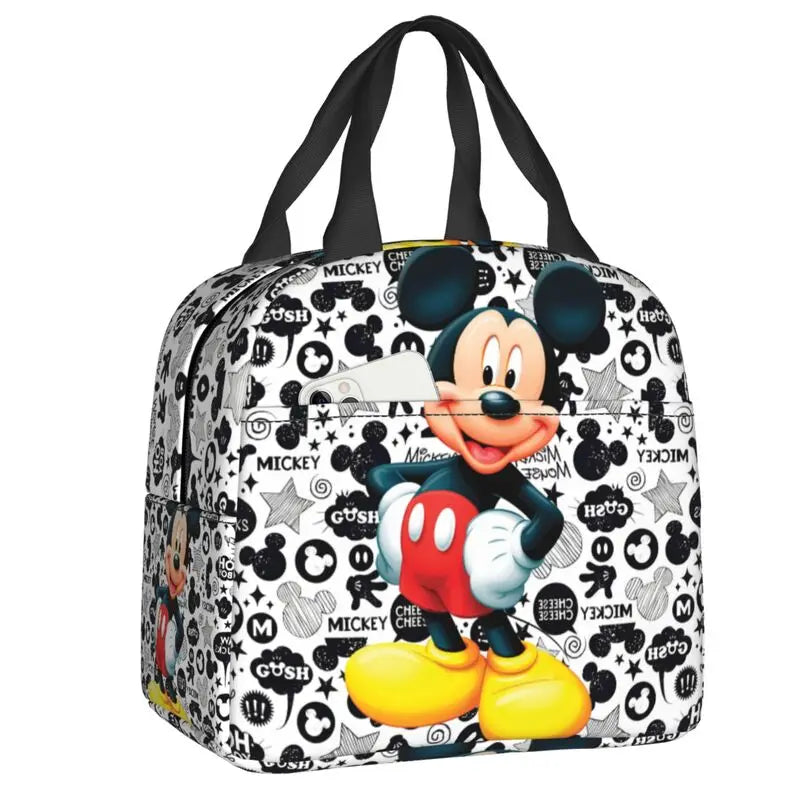 Custom Mickey Mouse Insulated Lunch Bag – Cartoon Thermal Cooler Lunch Box for Kids, Men & Women School Tote