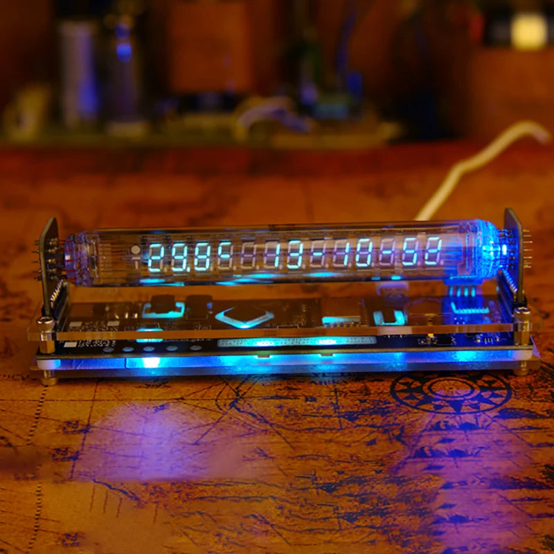 Nixie Tube Table Clock - Vintage Vacuum Tube Digital Glow Clock for Desk, Office & Room Decor
