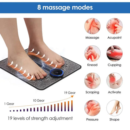 Electric Foot Massager Pad - Muscle Relaxation & Massage Trainer for Home, Fitness, Outdoor Sports & Family Use