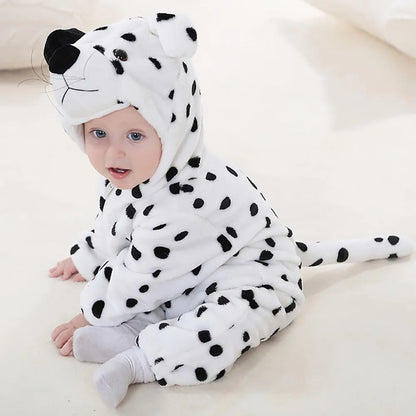 Cartoon Flannel Baby Romper – Unicorn, Rabbit & Dinosaur Pajamas, Cotton Kigurumi Jumpsuit for Boys & Girls