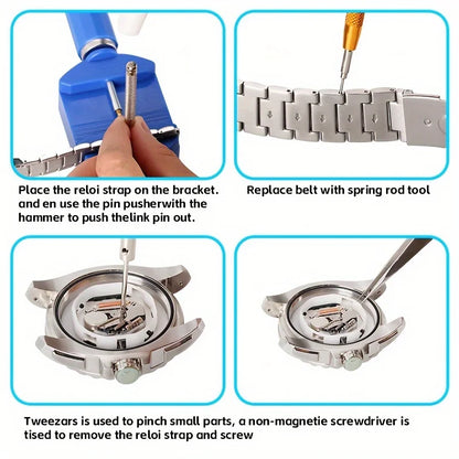 Watch Repair Tool Kit: 147-Piece Set with Case Remover/Opener Bar - Convenience Brand Clock Tool