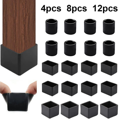 Square Silicone Chair Leg Caps – Non-Slip Furniture Foot Covers for Table & Chair Legs, Floor Protector Pads, Dust & Scratch Guards for Home Furniture Stability