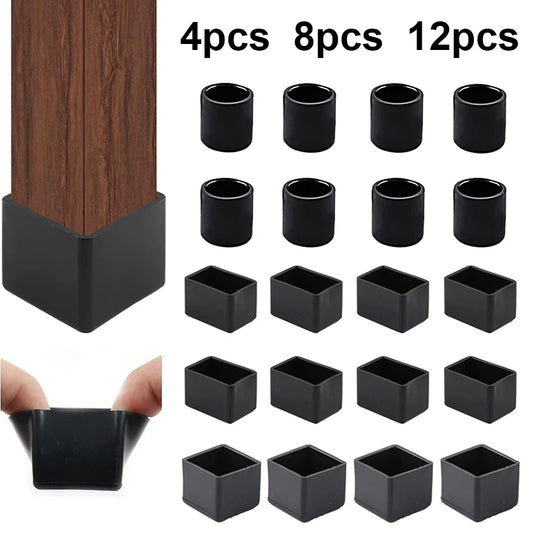 Square Silicone Chair Leg Caps – Non-Slip Furniture Foot Covers for Table & Chair Legs, Floor Protector Pads, Dust & Scratch Guards for Home Furniture Stability