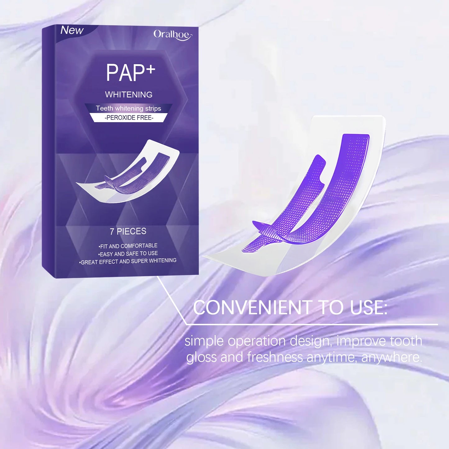 Purple Teeth Whitening Strips - Stain Removing Oral Care Strips for a Brighter Smile