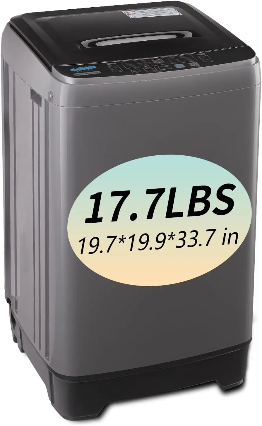 KRIB BLING Portable Full Automatic Washing Machine – 17.7 lbs with LED Display, 10 Programs, 8 Water Levels & Drain Pump
