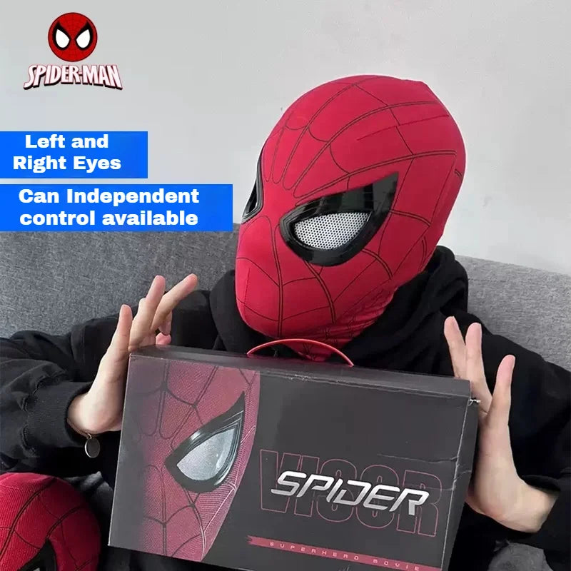 Miles Spider-Man 1:1 Electronic Mask - Moving Glowing Eyes with Ring Control for Cosplay, Collectors & Fans