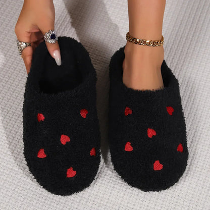 Women’s Winter Heart-Shaped Slippers – Soft Sole Indoor Shoes, Comfortable Quiet Cute Home Slippers