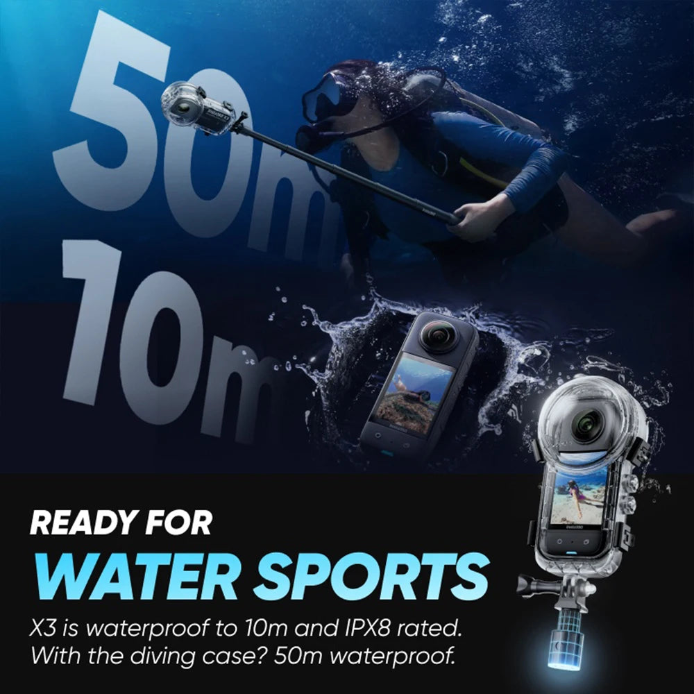 Dive Case for Insta360 X4 – Waterproof Housing, Invisible Diving Case, 50M Underwater Dive Shell Accessories