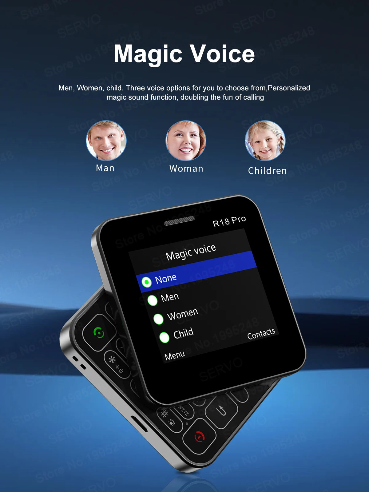 2024 NEW SERVO R18Pro Mini Mobile Phone – 2.4" Rotating Screen, Button Slider, Flashlight, Magic Voice, Dual SIM Standby