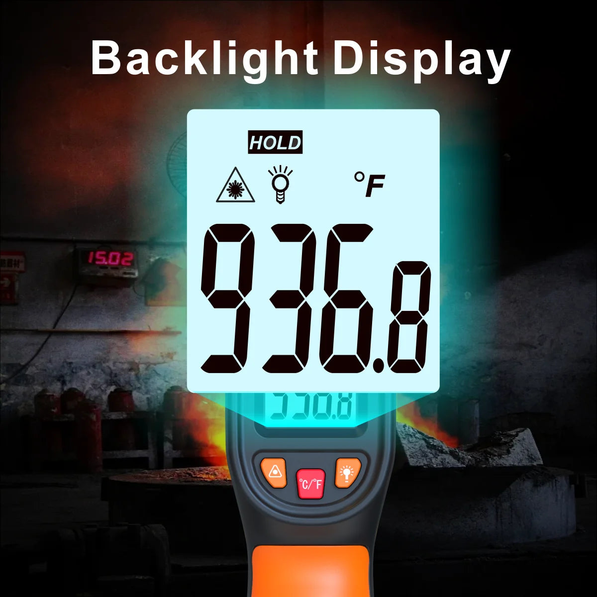 Handheld Infrared Thermometer - Heat Temperature Tester for Cooking, Pizza Oven, Grill & Engine - Laser Surface Temp Read