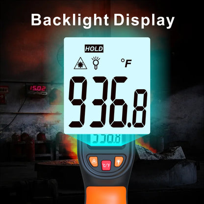 Handheld Infrared Thermometer - Heat Temperature Tester for Cooking, Pizza Oven, Grill & Engine - Laser Surface Temp Read