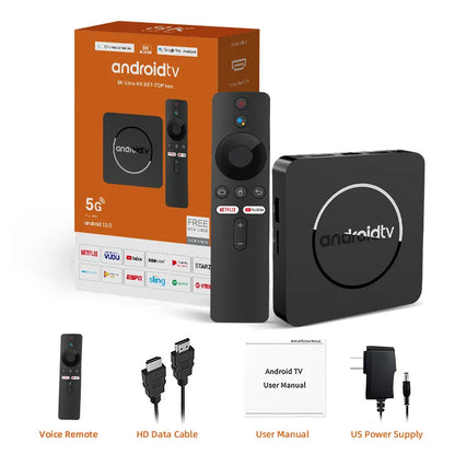 Q10 Android 14 8K Smart TV Box – Allwinner H313, 128GB, Dual WiFi, BT5.0, HDR10+ Media Player with Google Voice Assistant