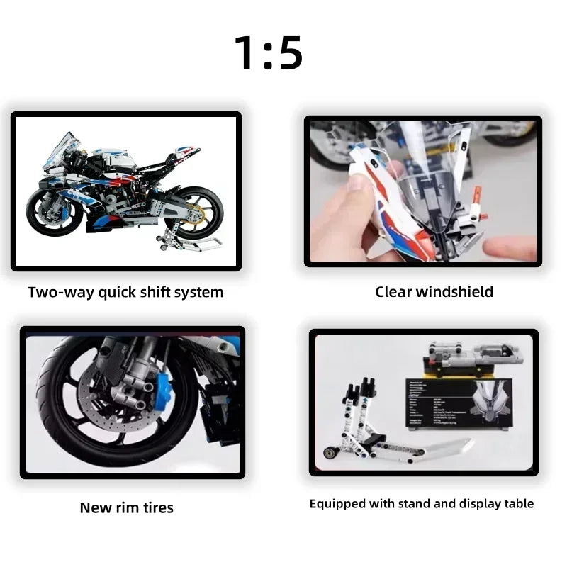 New Motorcycle Building Blocks – Simulation Model, Assembly Decoration Toy for Boys, Educational Creature Gift